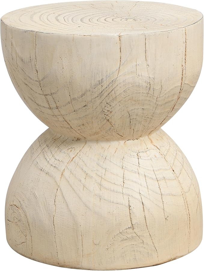 Christopher Knight Home 16.54" H Realistic Wood Vibe MGO Side Table Sculptural Hourglass End Table Indoor Outdoor Living Room Patio Balcony Decor Accent Table