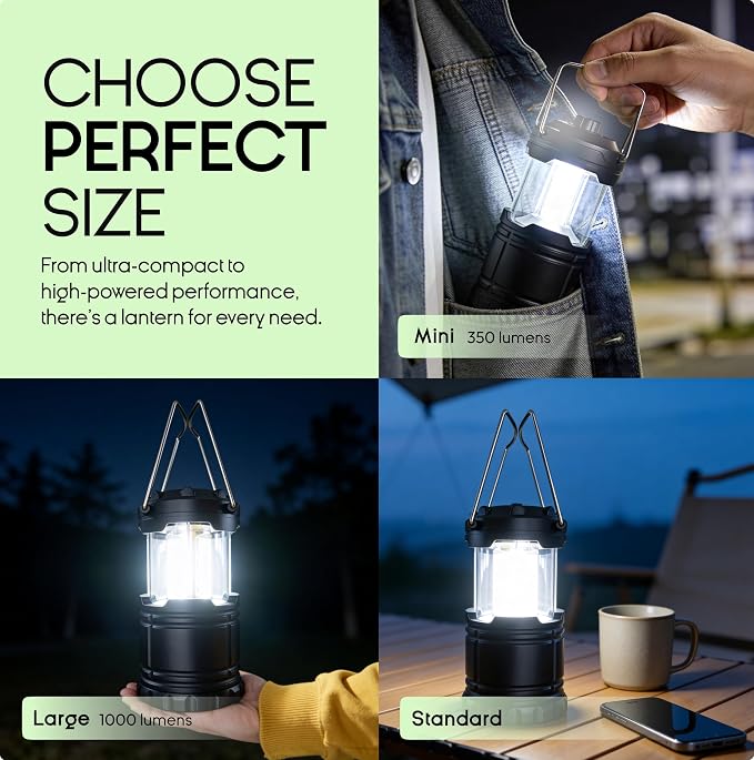 MalloMe LED Camping Lantern, Battery Powered Lanterns for Power Outages, Portable Hanging Collapsible Camping Lights for Outdoor, Home, Emergency, Hurricane Lamp Survival Outage Light 3 x AA Operated