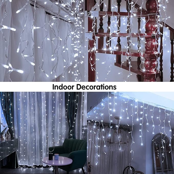 Led Christmas Lights Outdoor Christmas Decorations Hanging Light 400LED 8 Modes 75 Drops, Waterproof Outdoor Indoor Fairy Christmas Lights for Party, Holiday, Wedding, Eaves Decorations (CoolWhite)