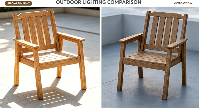 IDEALHOUSE Outdoor Patio Dining Chairs Set of 2, Heavy Duty HDPE Garden Seating with Sturdy Weather-Resistant Frame, Comfortable Wide Seat and Back, Waterproof for Backyard or Poolside, Brown