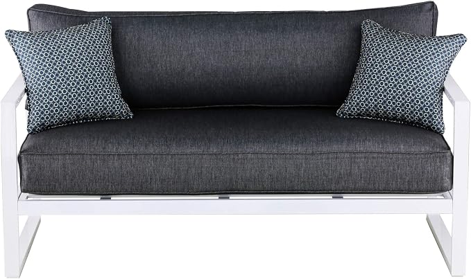 Elle Decor Paloma Outdoor Patio Furniture Collection in Weather-Resistant Metal Frame Patio, Sofa, White