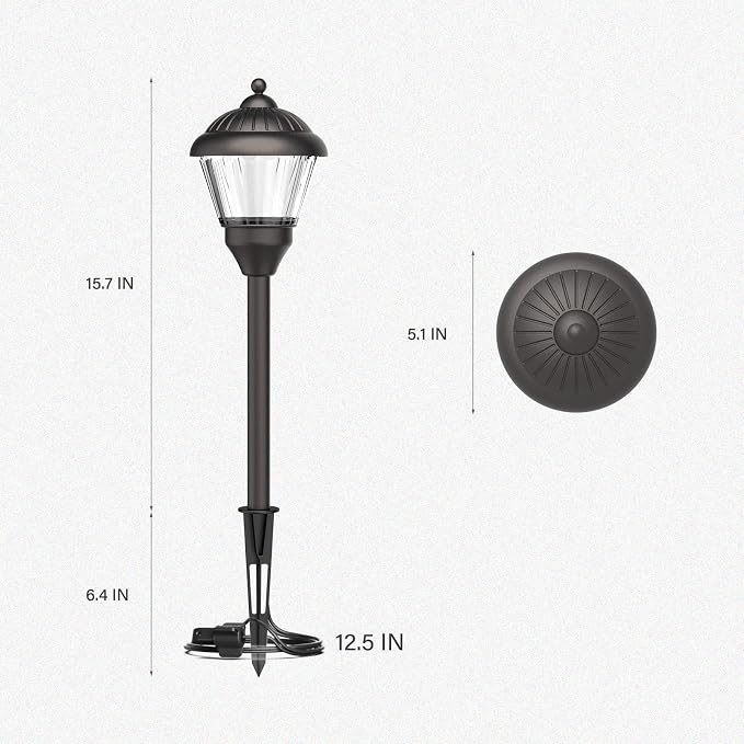 Pathway Lights 1.5W LED 8PK Outdoor Low Voltage Landscape Lighting Kits 100Lumen Hardwired Path Lights 3000K Warm White Metal 12V Bronze Electric Sidewalk Walkway Light with Cable Connector