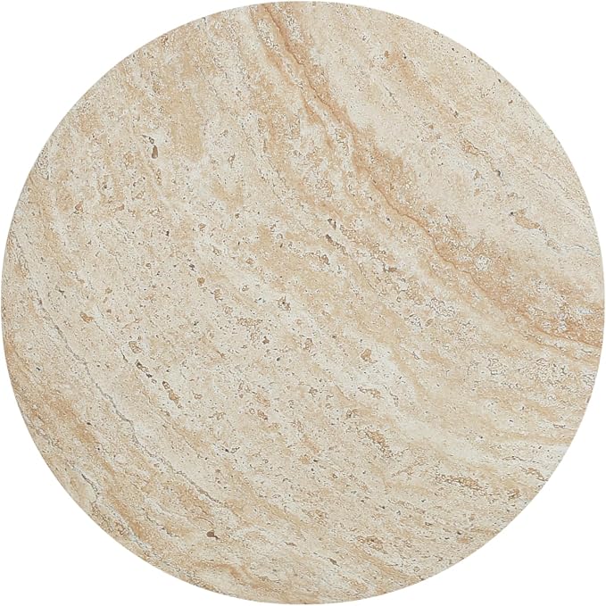 Outdoor Side Table Marble Cylinder Side Table Travertine End Tables Faux Stone Small Coffee Tables for Patio, Garden Stool Plant Stand for Porch Backyard, ﻿﻿Weather Resistant, MgO, Beige
