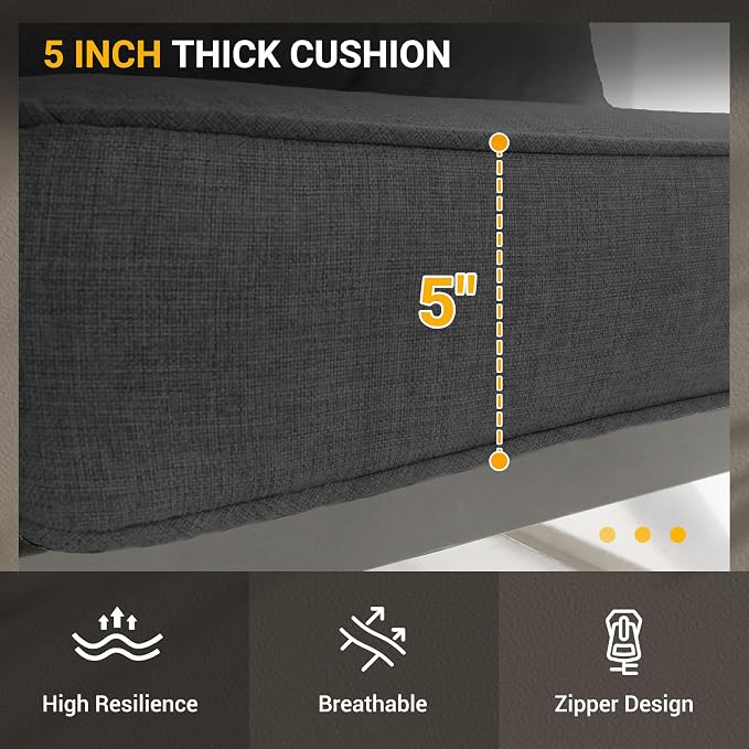 UDPATIO Metal Outdoor Patio Furniture Set, Modern Outdoor Conversation Sets w/Coffee Table, Outside Furniture with Thick, Washable and High-Resiliency Sponge Cushions, Deep Grey, 4 PCS