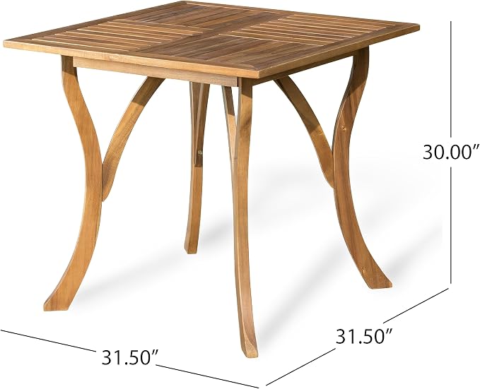 Merax 5 Piece Outdoor Dining Set for 4, Hermosa Acacia Wood Teak Finish Square Table and 4 Chairs with Beige Cushion