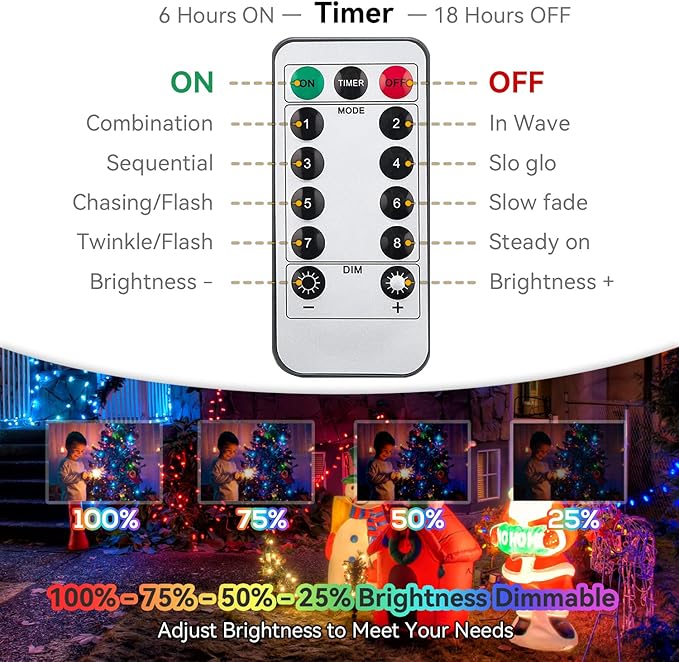 Battery String Lights Outdoor 33Ft 100 LED Fairy Lights for Indoor Outdoor Waterproof with Remote Timer 8Modes Battery Operated Christmas Lights for Outside Party Garden Christmas Tree Décor