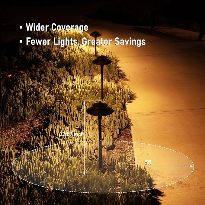 LEONLITE 6-Pack 5CCT Low Voltage LED Pathway Lights, Double Layer Head | 12-24V AC/DC, IP65, Landscape Path Lights, for Walkway Yard Garden, 1800/2700/3000/4000/5000K, Oil Rubbed Bronze, Aluminum