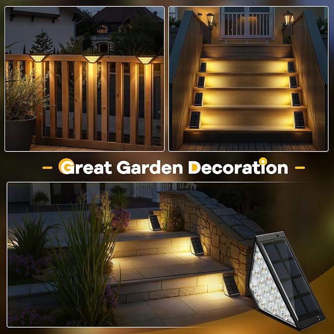 BKBB PPBB Solar Step Lights for Outside, Solar Stair Lights Outdoor Waterproof, Deck Step Lights for Fence, Patio, Yard, Porch, Front Door, Sidewalk, Garden, Patio Decor (6, Warm White)