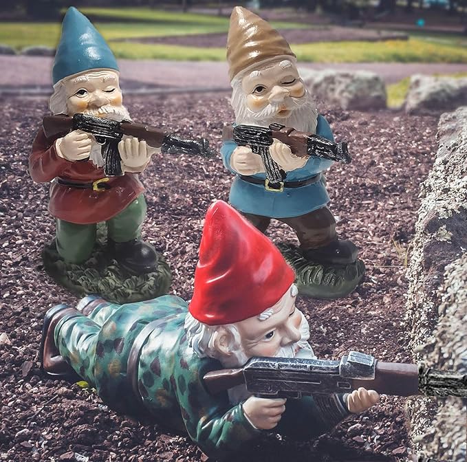 Military Garden Gnomes, Garden Statues Gnome with Gun, Funny Army Gnomes Soldiers Tactical Statue for Indoor Outdoor, Patio, Yard, Lawn, Christmas Ornaments, Home Décor