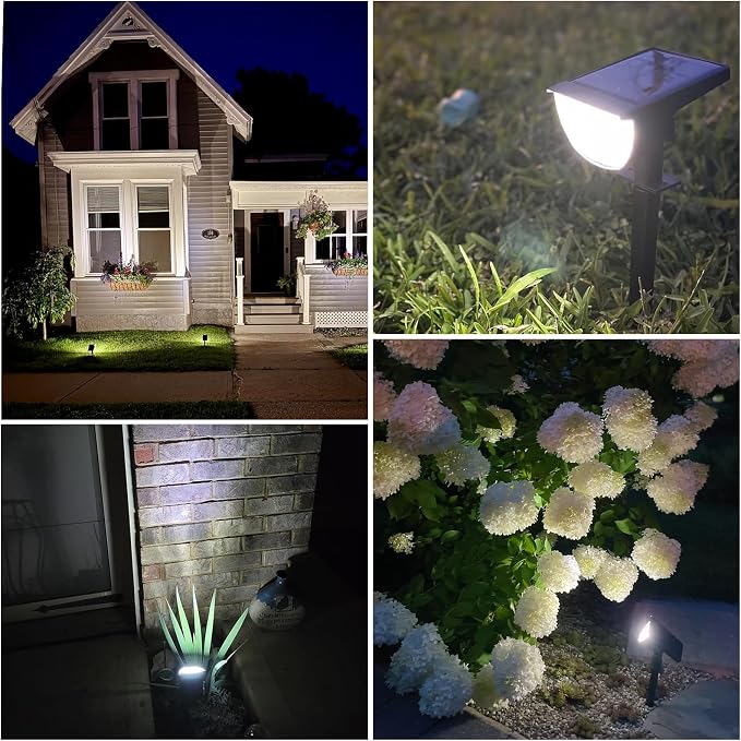 GKGG Solar Lights Outdoor Waterproof IP65, Solar Powered 76 LED 3 Lighting Modes Solar Spot Lights Outdoor for Yard Garden Landscape Pathway (Cool White, 6 Pack)