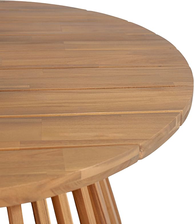 LUMISOL Patio Outdoor Acacia Wood Round Coffee Table, Circle Center Table for Backyard, Lawn, Balcony, Light Teak