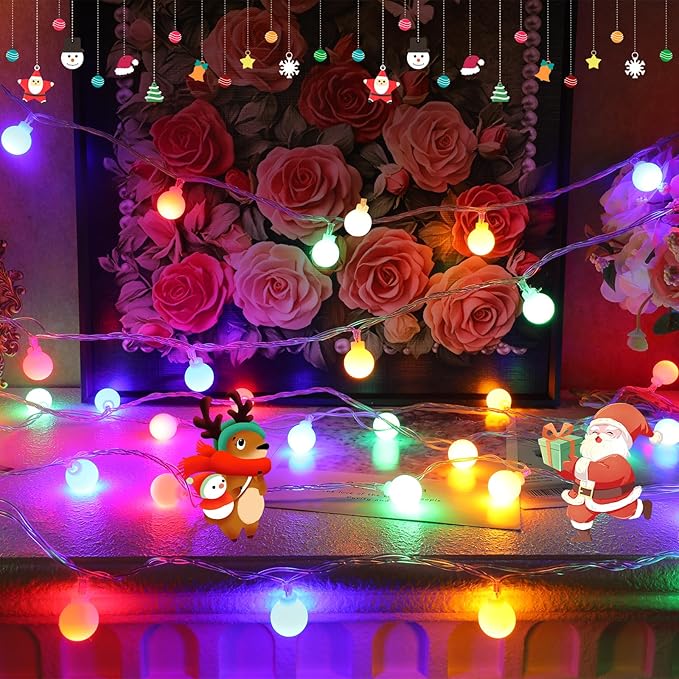 33FT 100LED Christmas Globe Lights Plug in 8 Modes with Remote,Indoor Outdoor Christmas Fairy Lights for Bedroom Party Wedding Garden Christmas Tree Decor(Multicolor)