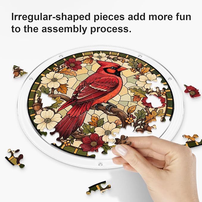 Acrylic Puzzle Suncatcher, Sun Catchers Puzzle for Window Hanging | 8.2 Inch Northern Cardinal DIY Suncatcher Puzzle Gifts for Adults, Women, Men, Wife, Mom, Birds Lover, Home & Garden Decor