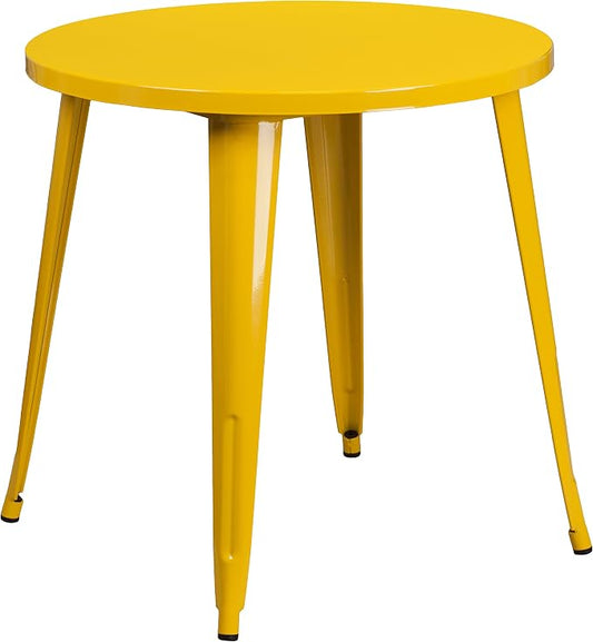 Flash Furniture Jeffrey Commercial Grade 30" Round Yellow Metal Indoor-Outdoor Table