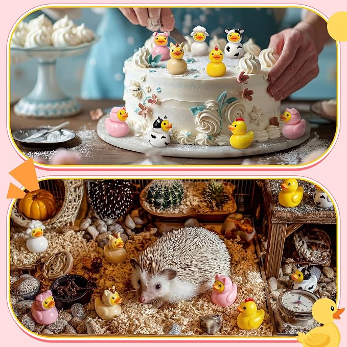 Novabright 100 Pcs Mini Resin Farm Animals Ducks Tiny Resin Animals Ducks Figures Small Animal Statue for DIY Cake Craft Garden Landscape Ornament Potted Decoration Birthday Party Supplies