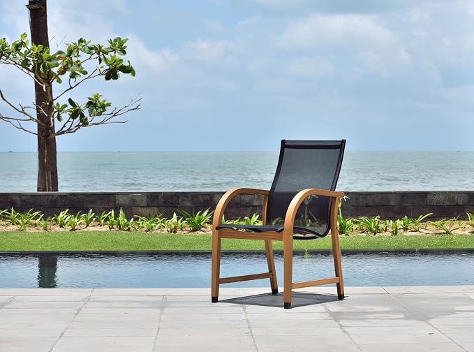 Urban Elements Mykonos 7-Piece Rectangular Patio Furniture Set | 100% Certified Teak Table and Teak Finish Chairs | Backyard Furniture, Rectangular Outdoor Dining Set