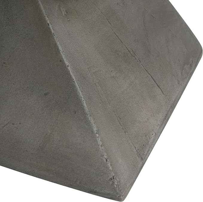 Lightweight Concrete Outdoor Side Table,Hourglass Shape End Table,Wood-Like Texture Modern Small Geometric Accent Tables for Patio Garden Balcony Porch, 12.25" H Light Gray