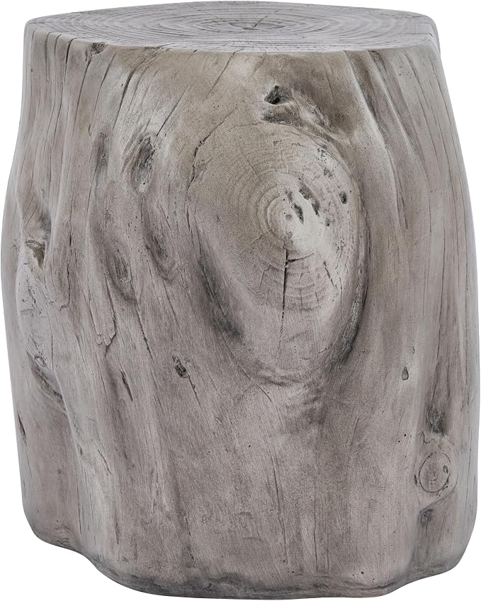 Christopher Knight Home Lomlyn Outdoor Tree Stump Side Table, Lightweight Concrete End Table, Accent Table with Natural Wood Form, Decorative Small Coffee Desk for Living Room Patio, Antique Grey