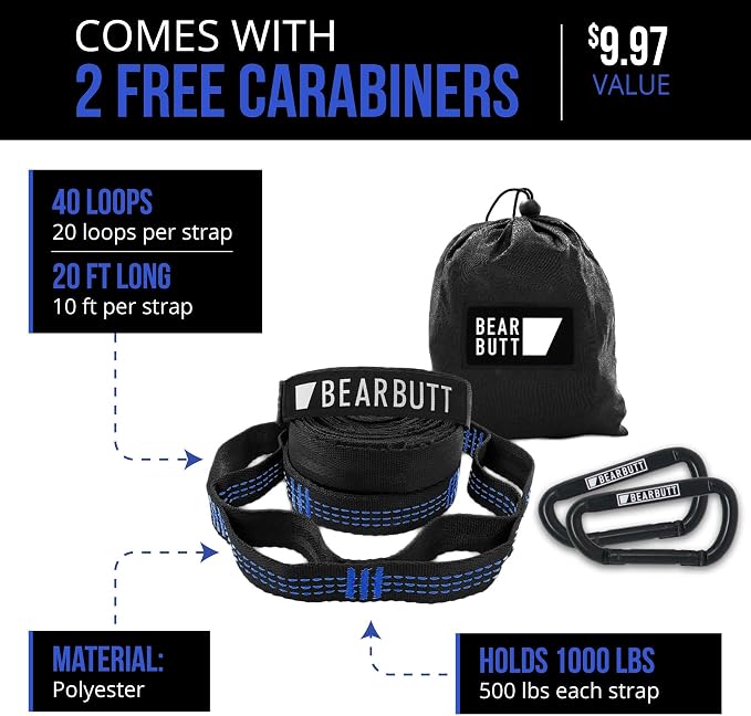 Bear Butt Double Camping Hammock and Bear Butt Kodiak Hammock Straps Bundle