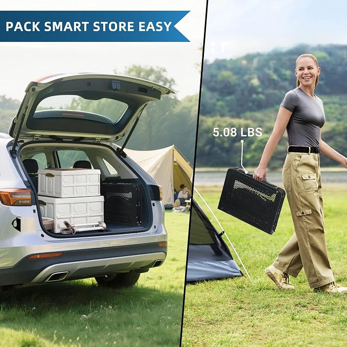 LOFTEY Small Folding Grill Table, Portable Picnic Table for Camping Outdoor Cooking BBQ, 3 Heights Adjustable Grill Stand with Mesh Bag, Easy for Storage, 23.6" L* 15.75" W * 27.7" H, Black