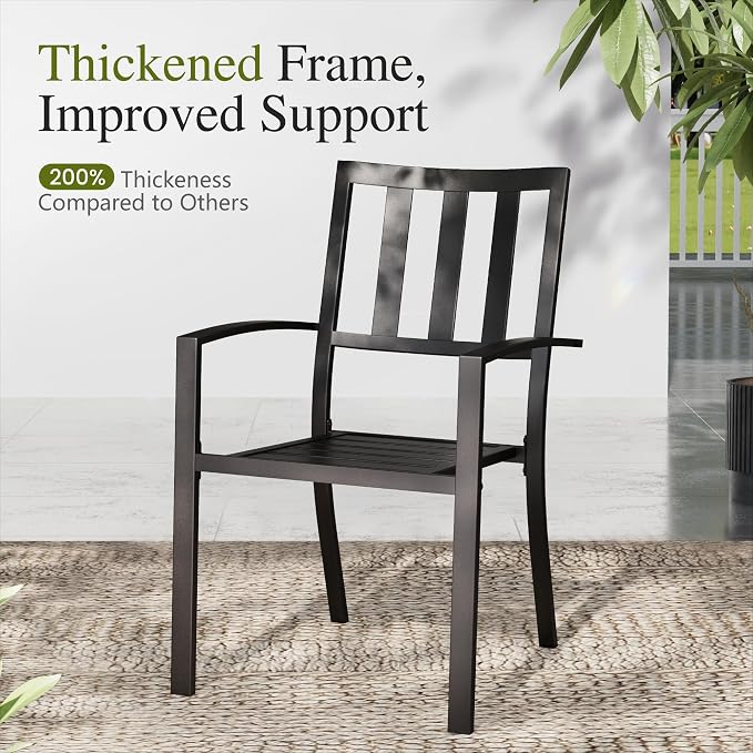 Sophia & William Round Patio Table and Chairs Set, Outdoor Dining Set for 4, 5 Piece Metal Patio Furniture, 42" Black Table(Stripe)