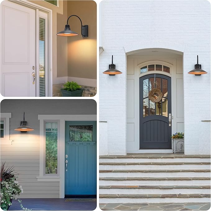 LUTEC Dusk to Dawn Wall Sconces Outdoor Gooseneck LED Barn Light Exterior Porch Wall Lighting Fixture, Anti-Rust Waterproof Vintage Wall Mount for House, Patio, Farmhouse, Garage