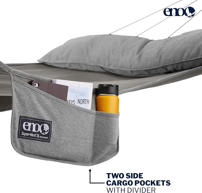 ENO SuperNest SL Hammock - 1 to 2 Person Backyard Hammock - Outdoor Patio Furniture for Backyard, Lawn, or Balcony - Pebble Grey
