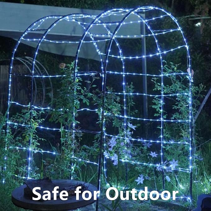 QITONG Solar Rope Lights Outdoor Waterproof, 66ft 200 LED String Lights, 8 Modes Fairy Lights in Clear Thin Tube (White)