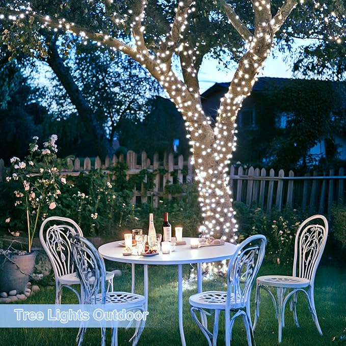 JMEXSUSS 800 LED White String Lights Indoor Outdoor, Wedding Lights Plug in | Christmas Tree Lights with Remote, Decorative Lights for Room Classroom Yards Patio Decor, Timer