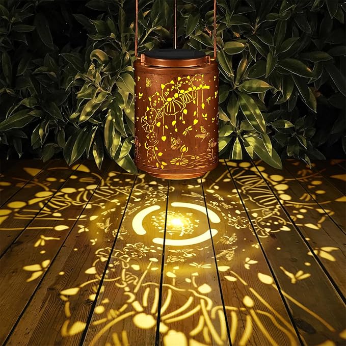 Cat Solar Lanterns Metal Hanging Garden Decor Birthday Gifts for Women | Solar Lights Waterproof Outdoor Decoration for Outside LED Lanterns for Yard Patio Lawn Gifts for Mon Grandma