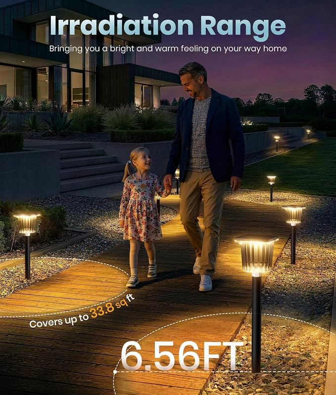 Super Bright Solar Pathway Lights Outdoor, Solar Walkway Lights Adjustable Warm&Cool White, Solar Lights Outdoor Waterproof IP65, Auto On/Off Solar Garden Landscape Lighting for Driveway/Lawn-8 Pack