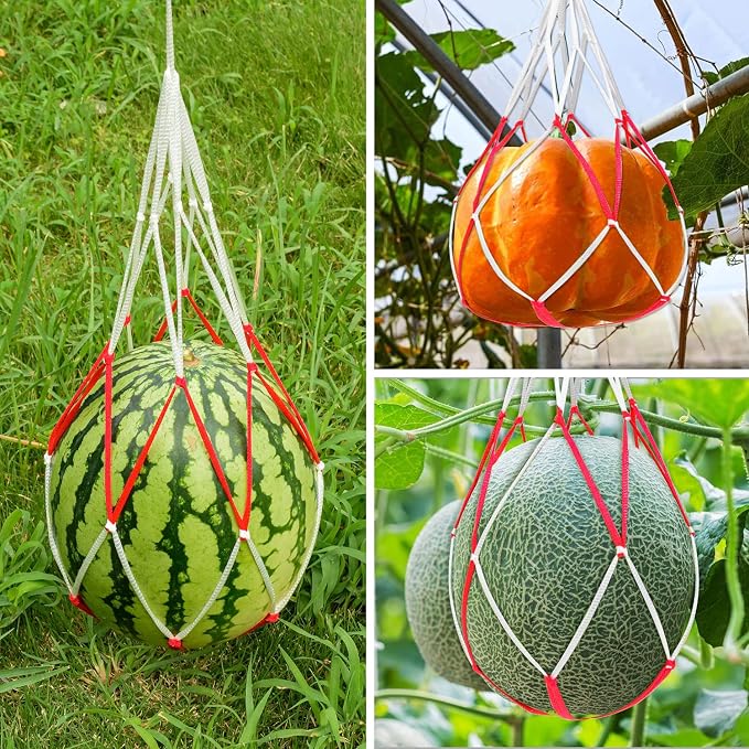 30Pcs Melon Hammocks Cradles, 19Inches Melon Hammock for Trellis Heavy Duty Watermelon Nets, Support Hanging Bags for Pumpkin Cantaloupes Honeydew, 19In Bag and 19in Handle, Bear for 30lbs