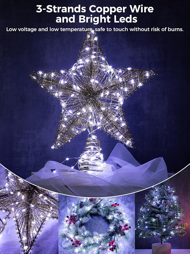 Solar String Lights for Outside,100FT 300 LEDs Solar Fairy Lights,Waterproof 8 Modes Button Outdoor String Light for Patio Garden Backyard Tree Wedding Christmas,Silver Wire,Cool White