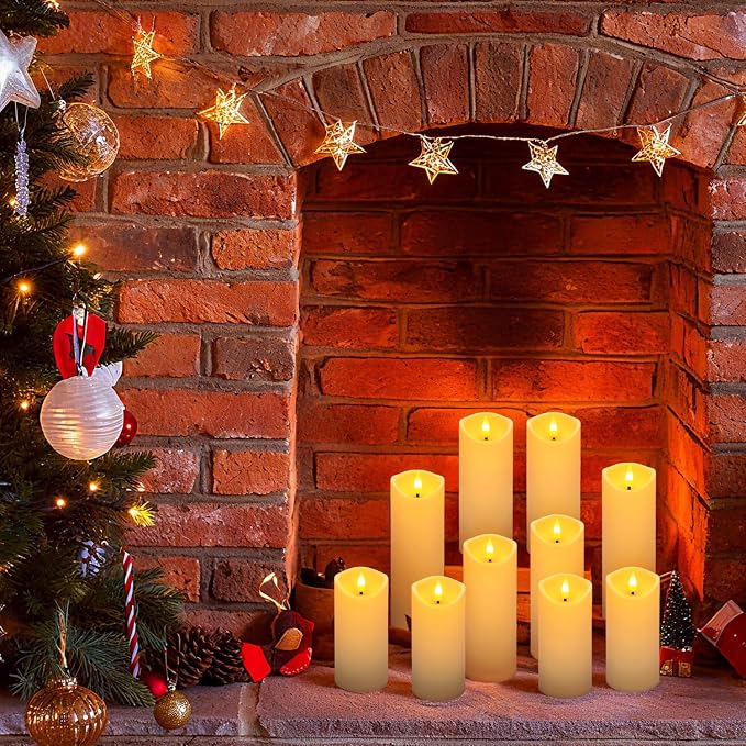 YOROXRG 24 Pack Christmas Decoration Flickering Flameless Candles, Battery Operated Candles,LED Candles for Home Decor,Wedding,Halloween,Birthday,Valentine'sDay (D2.2 xH 5" 6" 7" Ivory)