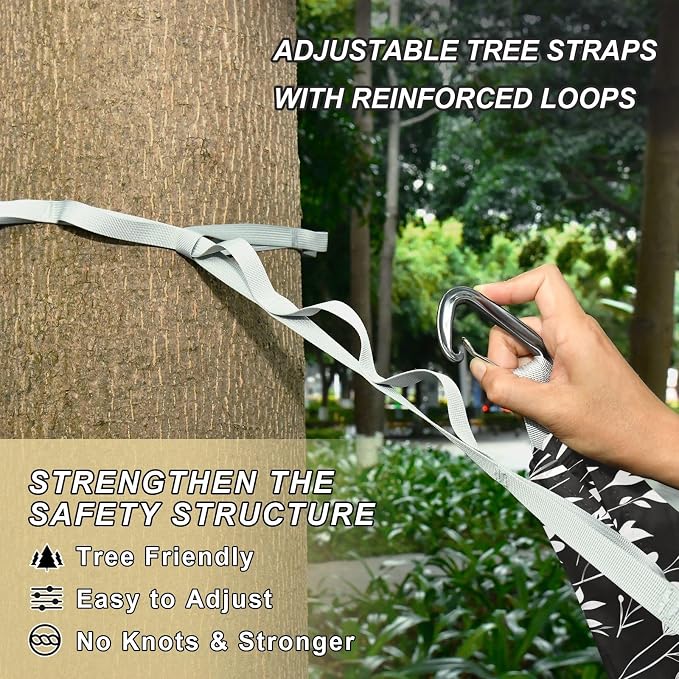 Camping Hammock Outdoor Hammocks for Outside White Grass Black Beach Trees Portable Lightweight with Pockets Tree Straps Indoor
