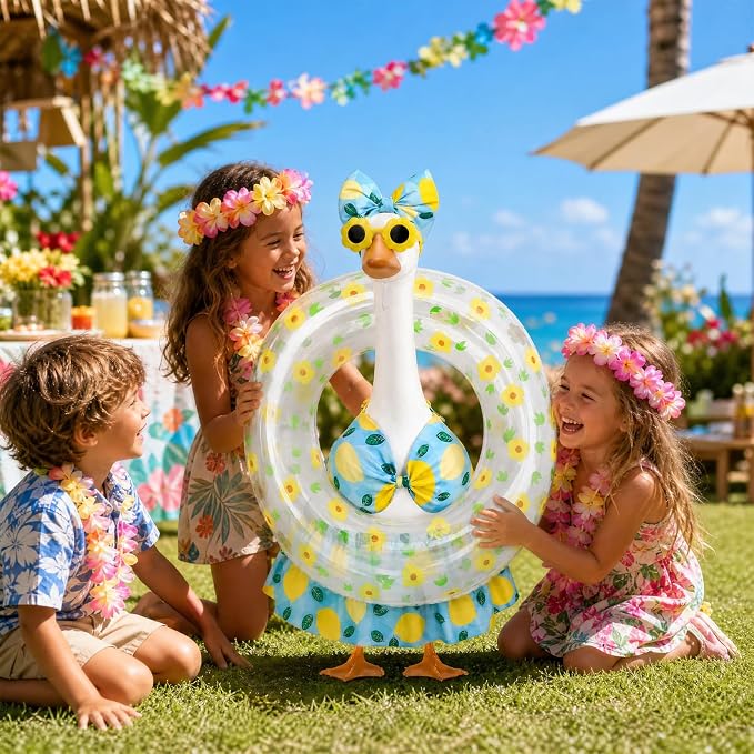 Hawaiian Porch Goose Outfits,23 Inch Bikini Porch Goose Summer Outfit | 23 in Porch Goose Outfit with Sunglasses & Swim Ring Hawaiian Porch Goose Clothes Costume for Outdoor Garden Lawn Yard Decor