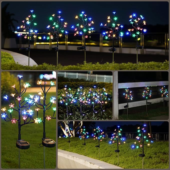 2 Pack Solar Garden Lights Outdoor, Solar Lights Outdoor Flowers | 2Modes 40LED Garden Decor, Waterproof Solar Powered Fairy Garden Outdoor Decorations for Yard Patio Pathway, Gardening Gifts