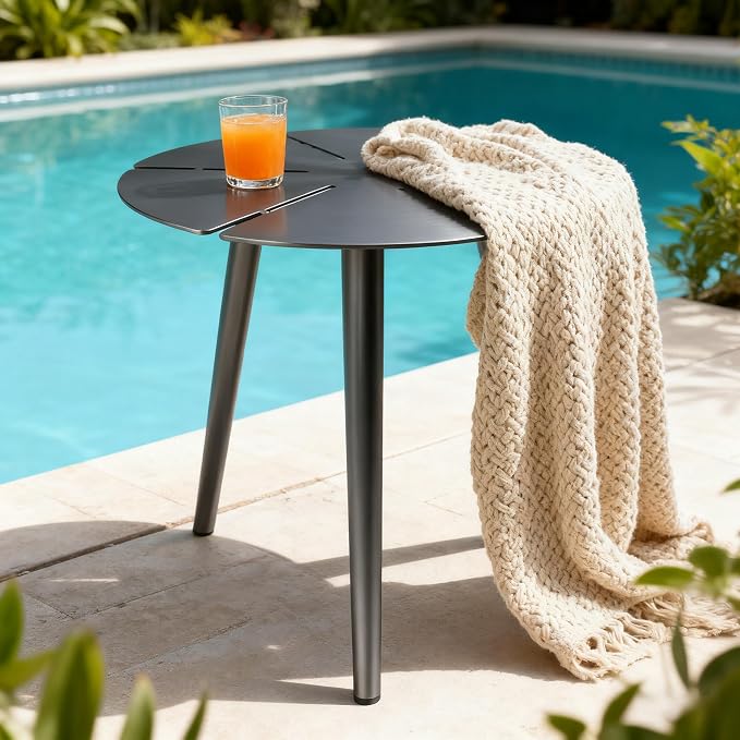 Aluminum Outdoor Side Table, Rustproof Patio Coffee Table | Powder-coated scratch-proof aluminum top, all-weather sturdy frame, easy assembly for garden pool balcony