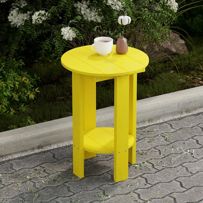 Wildridge Heritage Balcony Table, Lemon Yellow - Outdoor Weather Resistant Recycled Plastic Furniture for Patio
