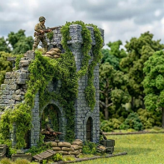 Realistic Miniature Vines - Hanging Moss Scenery for Diorama Supplies & Model Building - Mini Miniature Plants for Rainforest, Dollhouse, Fairy Gardens, Crafts DIY, Tabletop Wargaming (Dark Green)