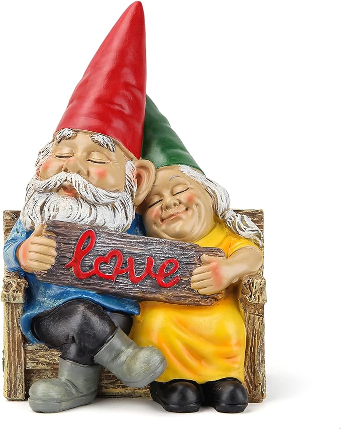 Smadeer Garden gnome statue for outdoor decor,Couple in love gnomes figurine for patio lawn yard garden outdoor decoration,garden sculptures & statues,knome romantic indoor ornament forever lover gift