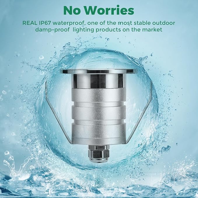 Outdoor Recessed LED Lights, 3 Watt Soffit & Deck Riser Lighting Flush Mount, 12V-24V Low Voltage Landscape In Ground Well Light, IP67 Waterproof, 3000K Warm White, 6 Pack