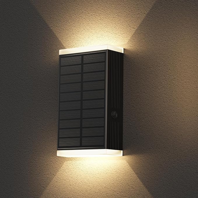 Solar Wall Light Outdoor , 3000/4000/6000K 3 Modes Dusk to Dawn Lighting Wall Sconce IP67 Waterproof Up and Down Solar Lights Outdoor Front Door Light for House, Garage, Porch, Doorway,Fence (1 PACK)