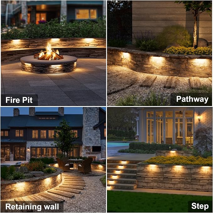 VOLISUN 7 Inch Retaining Wall Lights, 2700K Hardscape Lighting, 16 Pack | IP65 Waterproof, Cuttable Low Voltage Landscape Lighting, 12V Paver Lights, 3W Outdoor Step Lights, ETL