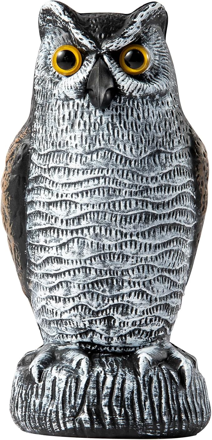 OFFO Fake Owls, Plastic Owl Statue to Decorate The Garden, Porch Pool Patio Yard, Halloween Decorations for Outdoor Garden, 8.3-Inch Height, Brown and White