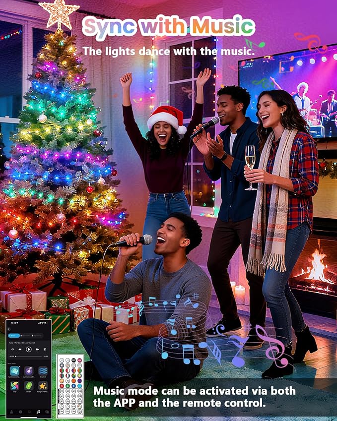 2Pack 400LED Smart Color Changing String Lights | 164FT App Controlled Halloween Lights, Waterproof RGB LED String Lights with Remote & Timer, Music Sync Multiple Modes Indoor Outdoor for Fall Decor