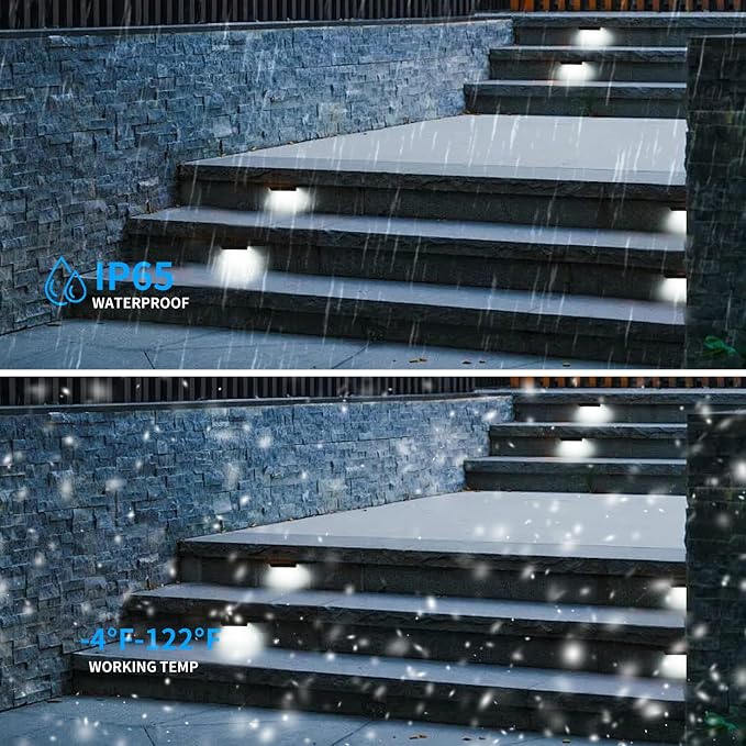 Black 8-Pack 4inch 1.8W 5000K Daylight White Hardscpe Lighting | 12V AC/DC Retaining Wall Lights,Low Voltage Landscape Lighting,Hardscape Paver Light,Outdoor Step Lights