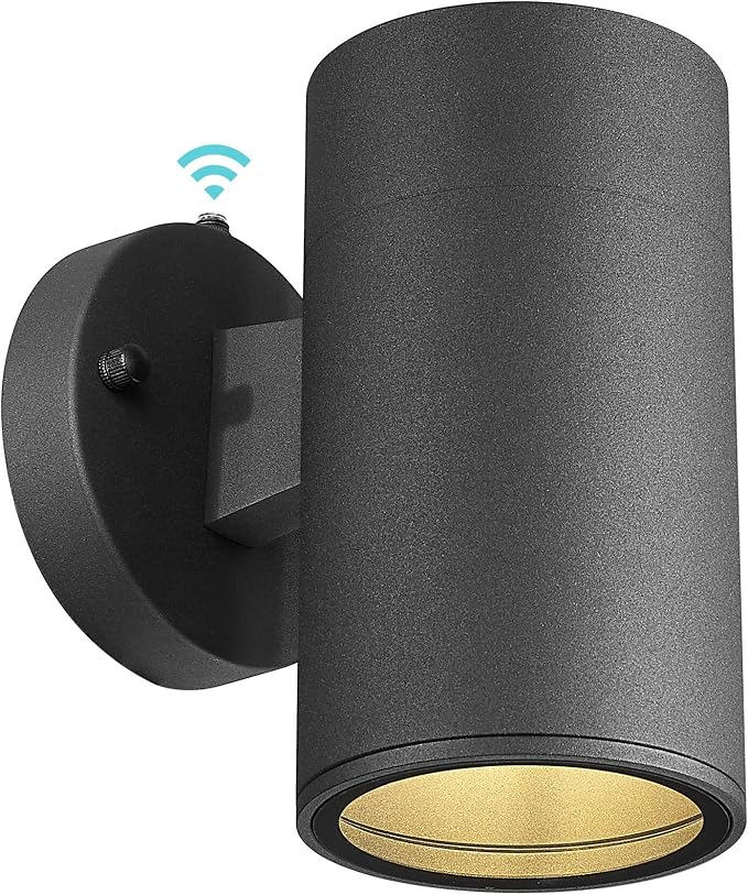 Ken & Ricky Dusk to Dawn Outdoor Wall Sconce Lights,Cylinder，Black ，1 PK | With Glass Cover,Photocell Sensor,No Glare Exterior Lighting Fixtures,E26,For House Front Porch Garage Patio Entryway