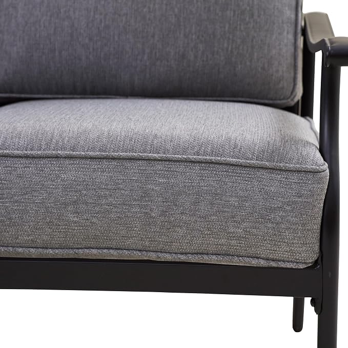 4 Pieces Patio Conversation Set 5 Seat Outdoor Furniture Sofa Chairs Patio Furniture Seating Sets with Cushion and Cofffee Table (Gray)