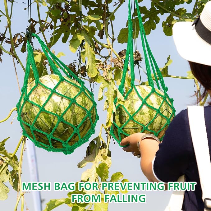 Irenare 20 Pcs Watermelon Net and Reusable Melon Cradles Hammock Watermelon Hammock Net for Garden Pumpkin Support Plant Honeydew Cantaloupes Ground Rot Holds up to 8lbs (Green)